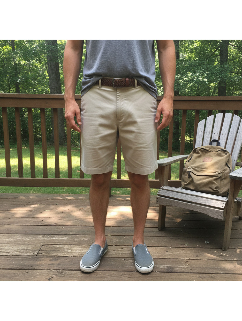 IZOD Mens Size 40 W40 Beige Tan Chino Bermuda Golf Shorts